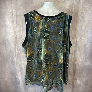 Investments Multicolor Peacock Print Tank Top